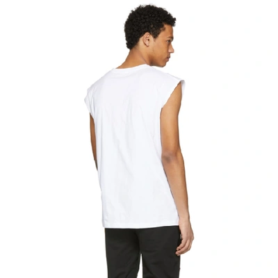 Shop Balmain White Logo Muscle T-shirt In 100 White