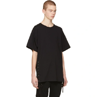 Shop Faith Connexion Black Laced T-shirt In 001 Black