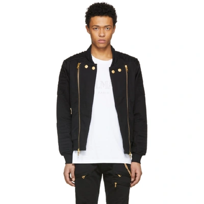 Shop Pierre Balmain Black And Gold Zipper Jacket In 905 Black