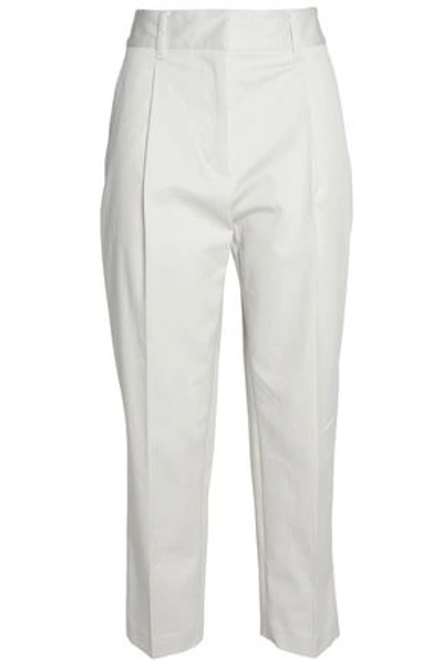 Shop 3.1 Phillip Lim / フィリップ リム Pleated Cotton-blend Twill Tapered Pants In Ivory