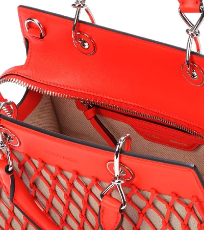 Shop Altuzarra Small Shadow Leather Tote In Red