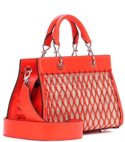 Shop Altuzarra Small Shadow Leather Tote In Red