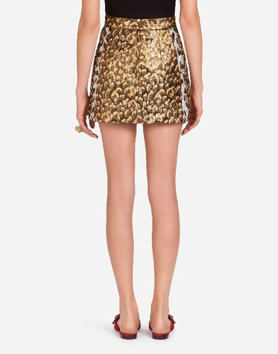 Shop Dolce & Gabbana Short Skirt In Lurex Jacquard In Leopard