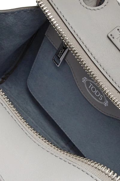 Shop Tod's Sella Mini Leather Tote In Gray