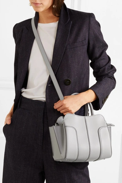 Shop Tod's Sella Mini Leather Tote In Gray