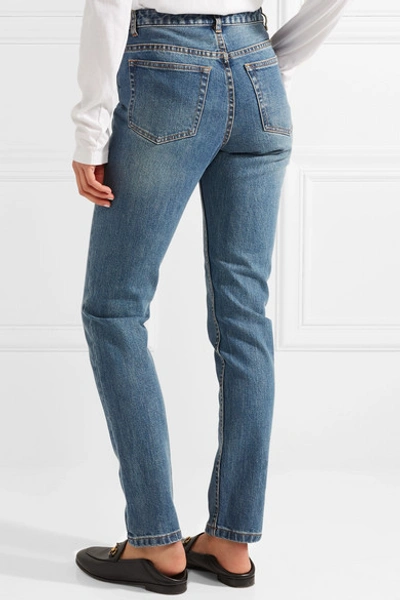 Shop Apc High-rise Straight-leg Jeans In Mid Denim