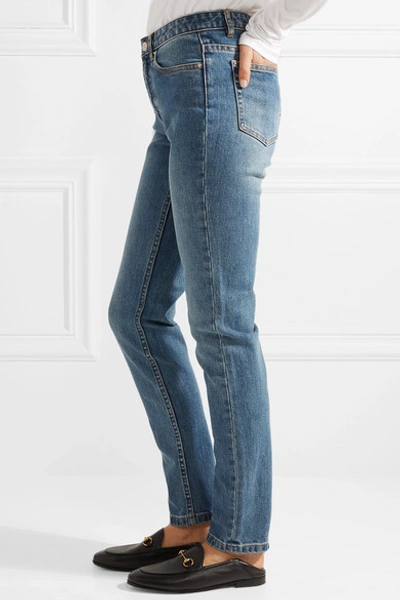 Shop Apc High-rise Straight-leg Jeans In Mid Denim