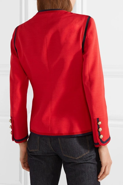 Shop Gucci Faux Pearl-embellished Wool And Silk-blend Jacket