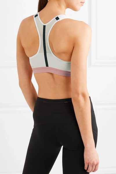 Shop Nike Motion Adapt Mesh-trimmed Stretch Sports Bra In White