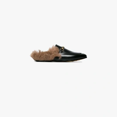 Shop Gucci Princetown Shearling And Leather Mules - Women's - Lamb Fur/calf Leather In Black