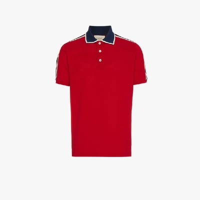 Shop Gucci Red  Stripe Polo Shirt