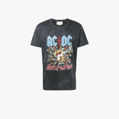 Shop Gucci Ac/dc Print Tie-dye T-shirt In Black