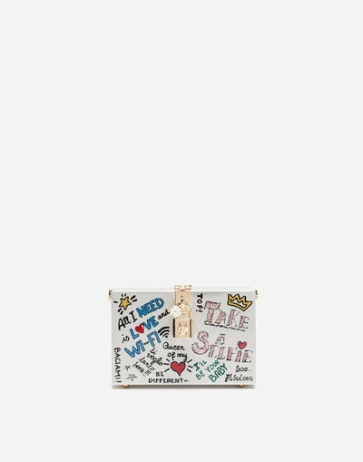 Shop Dolce & Gabbana Dolce Box Clutch With Mural Print In White