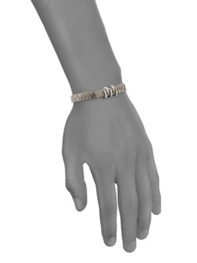 Shop Stinghd Silver Claw And Leather Bracelet In Grey