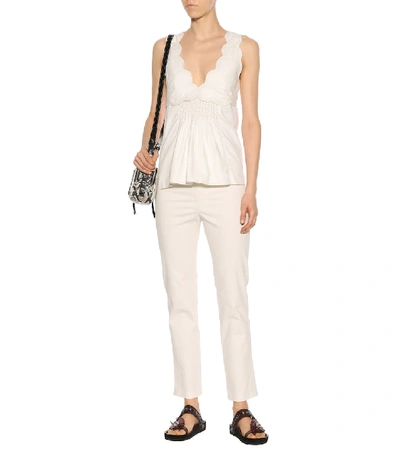 Shop Isabel Marant Ludlow Cotton-blend Trousers In White