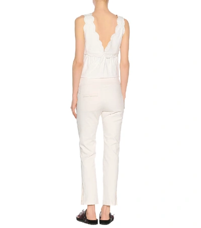 Shop Isabel Marant Ludlow Cotton-blend Trousers In White