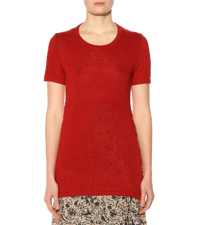 Shop Isabel Marant Étoile Kiliann Linen T-shirt In Red