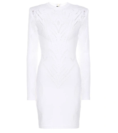 Shop Balmain Knitted Dress In White