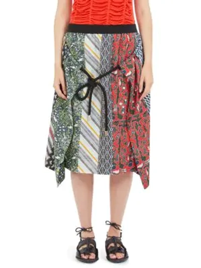 Shop Carven Silk Multi-print Skirt