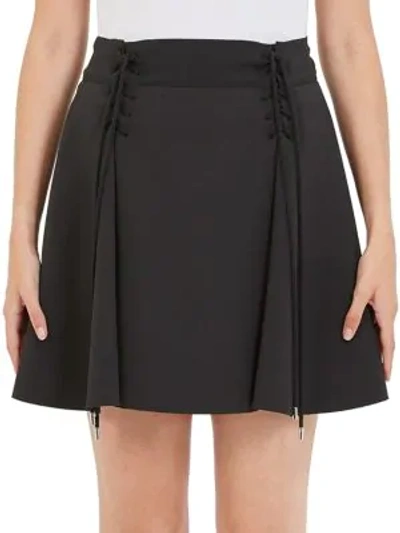 Shop Carven Lace-up Mini Skirt In Noir