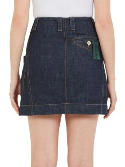 Shop Carven Denim Mini Skirt In Indigo