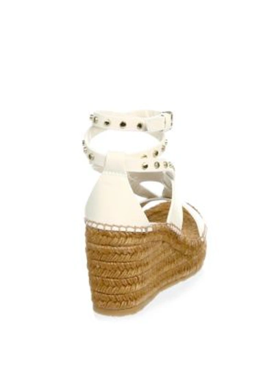 Shop Jimmy Choo Studded Wedge Espadrilles In White