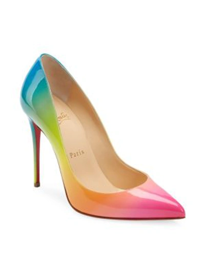 Christian Louboutin Pigalle Follies 100mm Ombre Patent Red Sole Pumps In  Rainbow | ModeSens