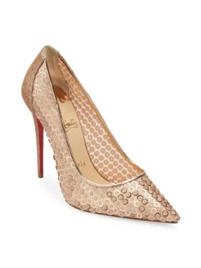 Shop Christian Louboutin Lace 100 Leather Pumps In Nude
