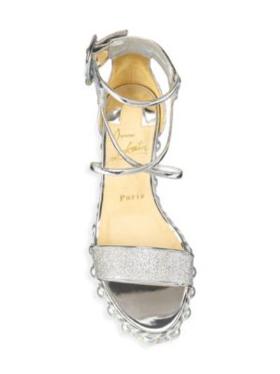 Shop Christian Louboutin Chocazeppa Wedge Sandals In Silver