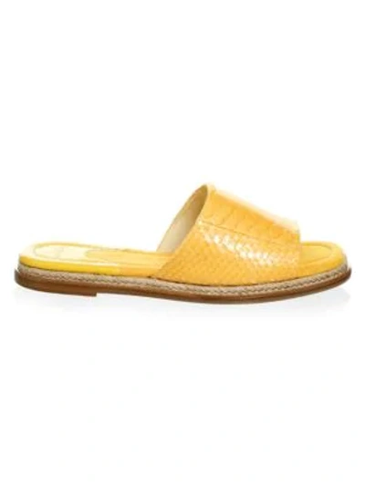 Shop Alexandre Birman Shelby Leather Slide Sandal In Marigold