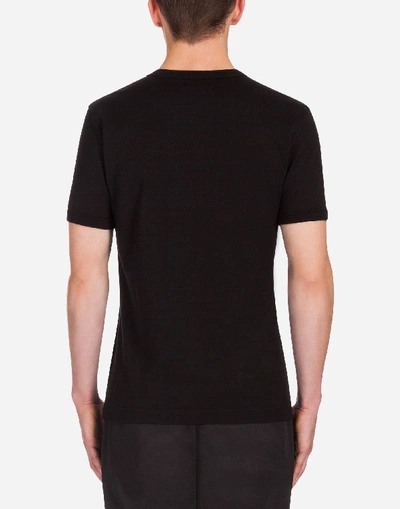 Shop Dolce & Gabbana Printed Cotton T-shirt In Black