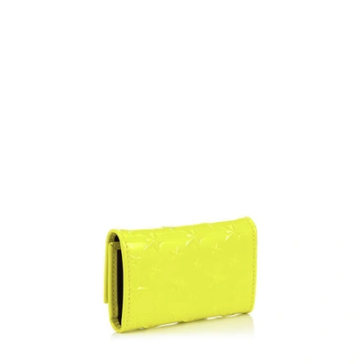 Shop Jimmy Choo Howick Acid Neon Patent Leather Key Holder With Embossed Stars