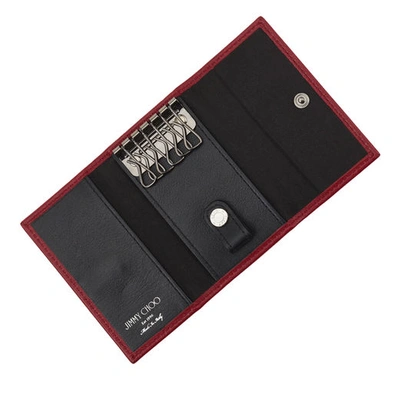 Shop Jimmy Choo Howick Red Leather Key Holder With Punk Studs