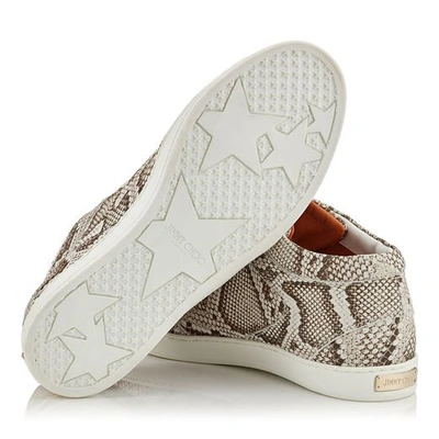 Shop Jimmy Choo Miami Natural Nubuck Snake Printed Leather Sneakers
