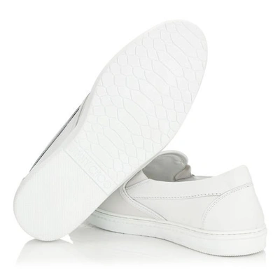 Shop Jimmy Choo Grove Ultra White Sport Calf Leather Slip On Trainers With Embossed Stars