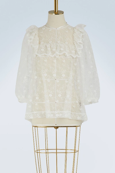 Shop Simone Rocha Ruffles Top In Ivory