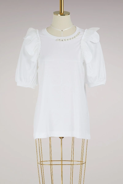 Shop Simone Rocha Puffed Sleeves T-shirt In White/pearl