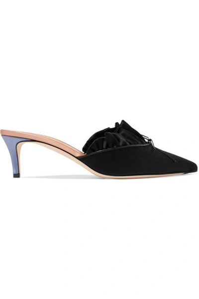 Shop Marco De Vincenzo Ruched Satin Mules In Black