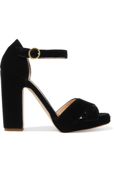 Shop Rupert Sanderson Savanna Velvet Platform Sandals In Black