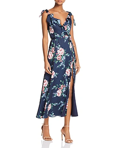 Shop Fame And Partners The Faris Wrap Dress - 100% Exclusive In Navy Savannah Print