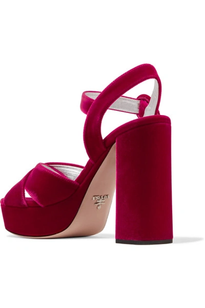 Shop Prada Velvet Platform Sandals