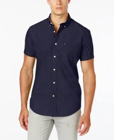 Shop Tommy Hilfiger Men's Big & Tall Maxwell Short-sleeve Button-down Shirt In Navy Blazer