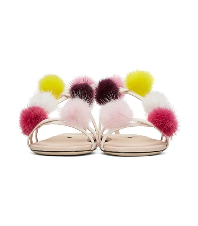 Shop Fendi Pom Pom Open Toe Strap Sandal In Multi