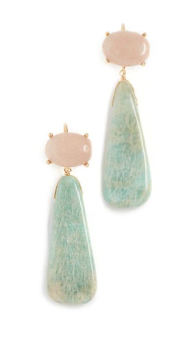 Shop Theia Jewelry Isadora Double Drop Earrings In Peach/amazonite