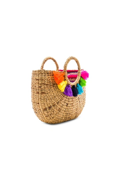 Shop Jadetribe Basket Small 7 Tassel In Tan