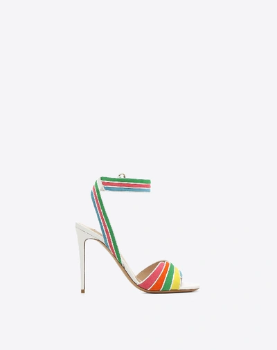 Shop Valentino Multi-color Suede 105mm Sandal In Multicolored