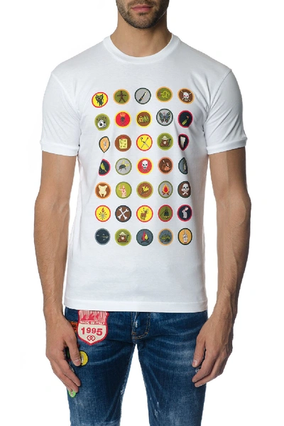 Shop Dsquared2 White Cotton T-shirt With Scout Stamps