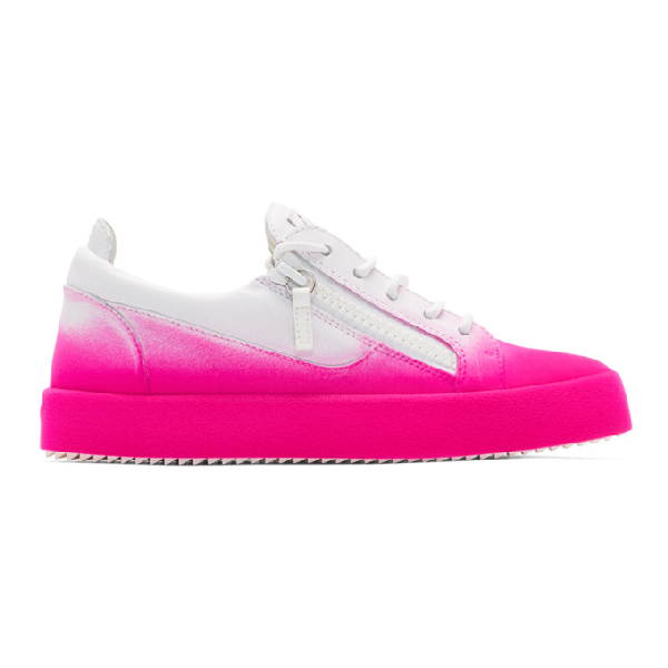 Giuseppe Zanotti White And Pink Flashy May London Sneakers In Fluo Rosa |  ModeSens