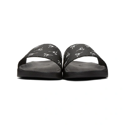 Shop Giuseppe Zanotti Black All Over Logo Burel Sandals In Lgn Ner/bnc