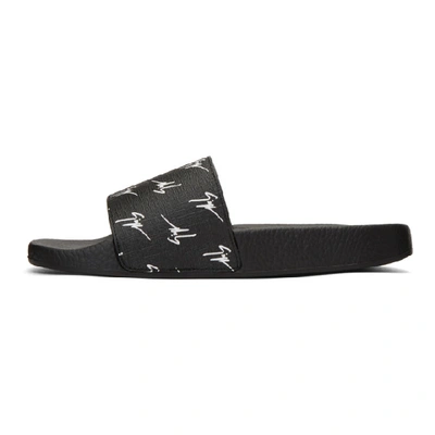 Shop Giuseppe Zanotti Black All Over Logo Burel Sandals In Lgn Ner/bnc